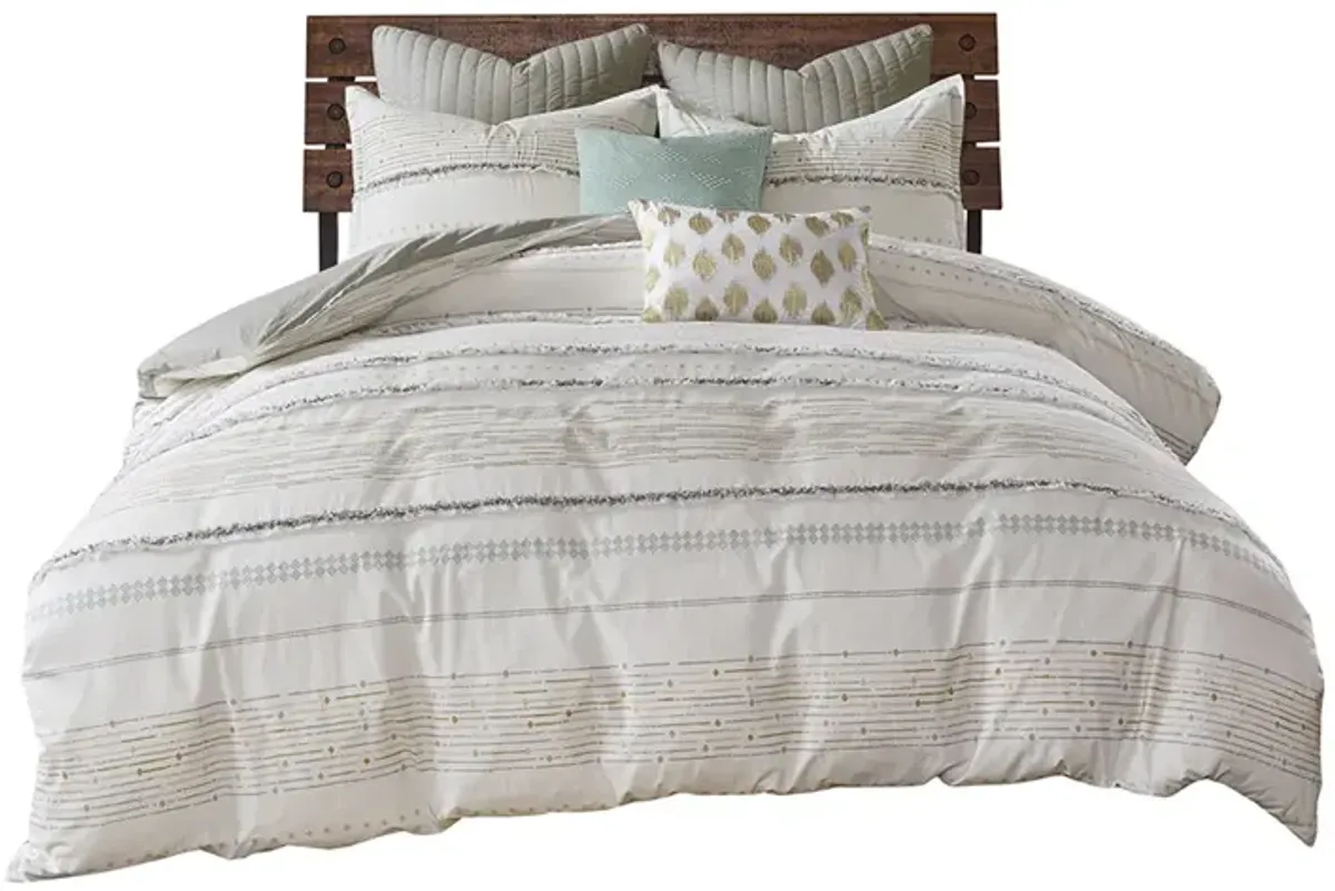 Gracie Mills Hogan Boho Cotton Printed Comforter Set with Trims