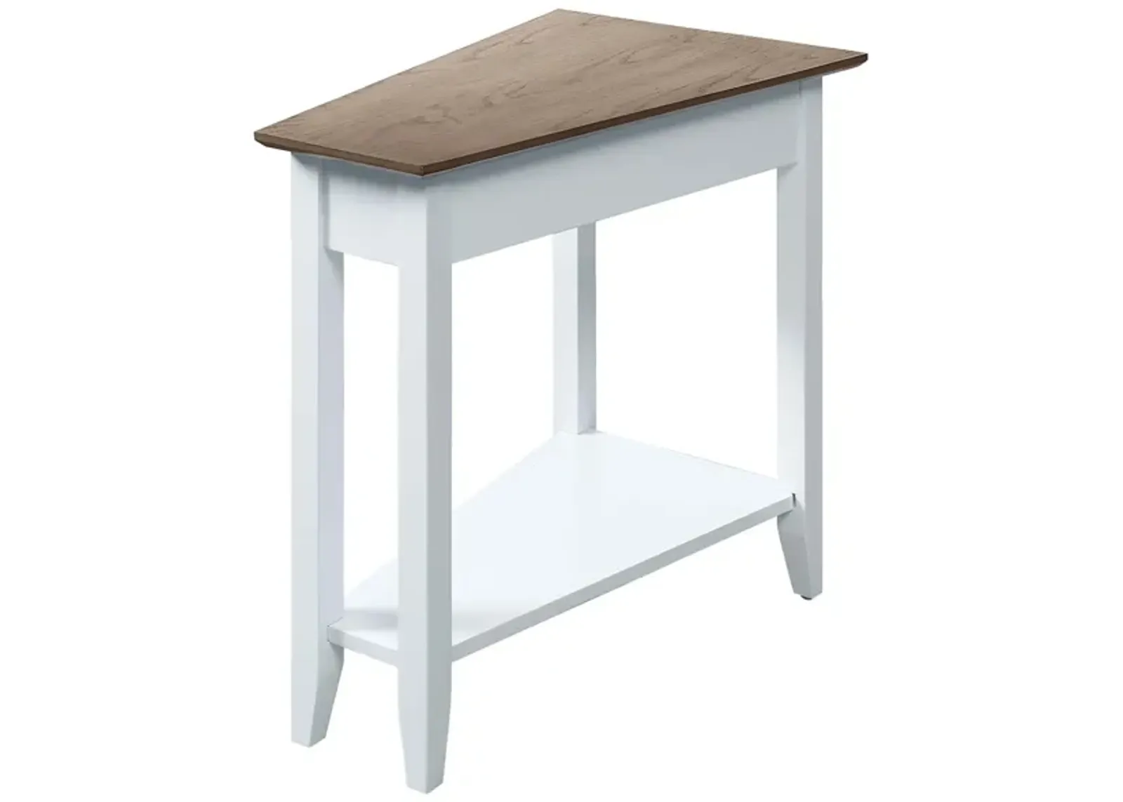 Convenience Concepts American Heritage Wedge End Table, 24"L x 16"W x 24"H, Driftwood Top/White Frame