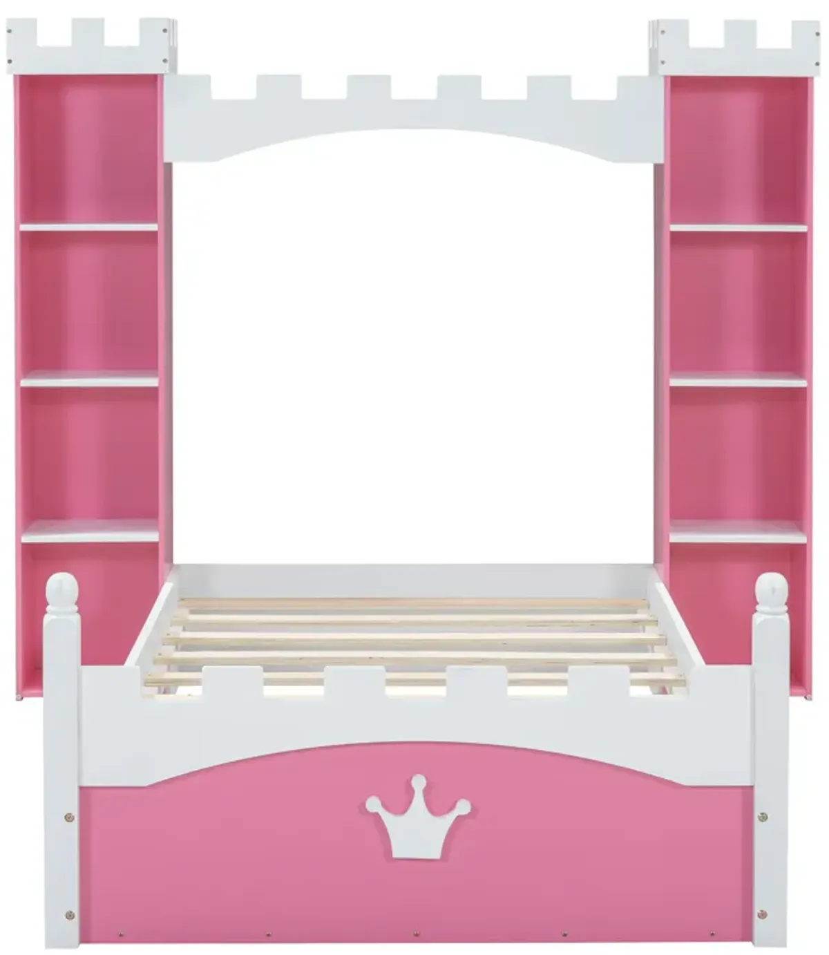 Merax Castle Wooden Bed with Storage Shelf