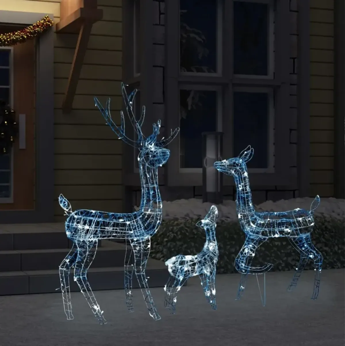 vidaXL Acrylic Reindeer Family Christmas Decoration 300 LED Cold White