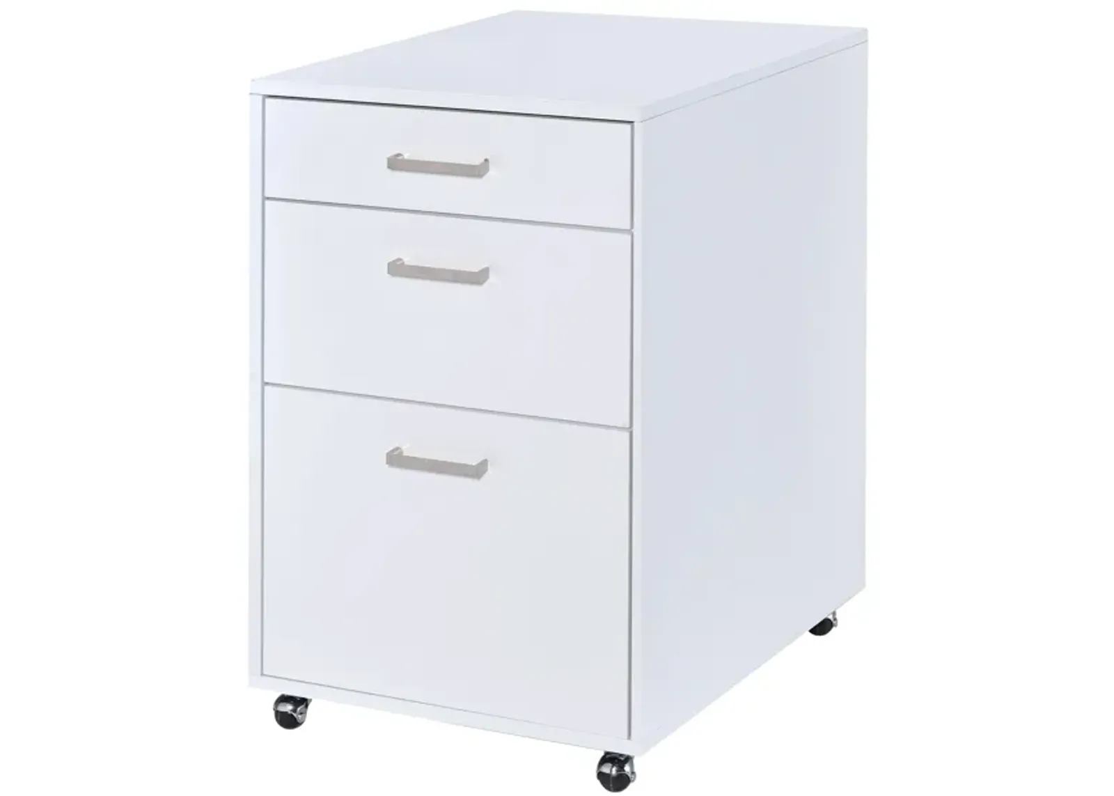 ACME Coleen File Cabinet, White High Gloss & Chrome