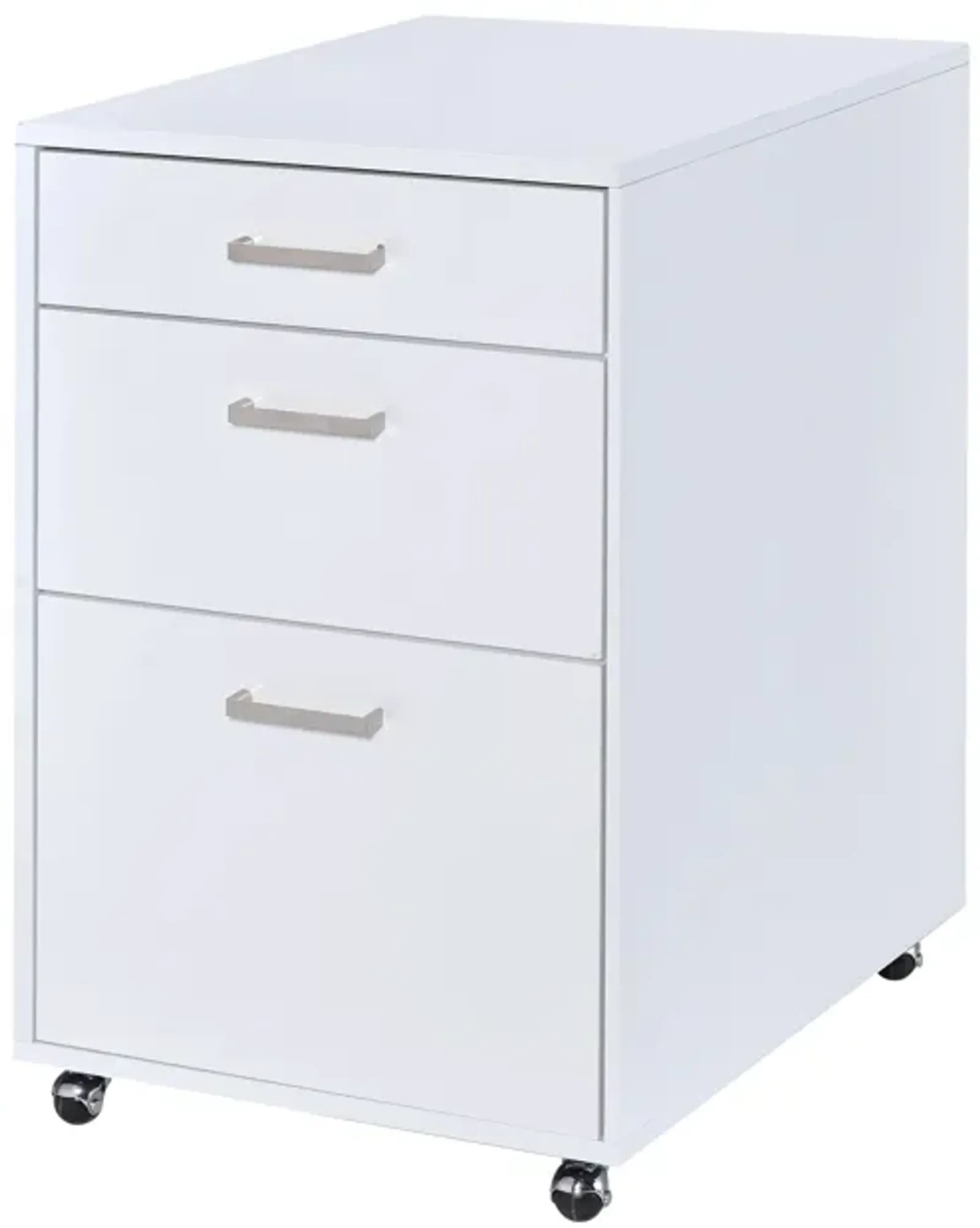 ACME Coleen File Cabinet, White High Gloss & Chrome