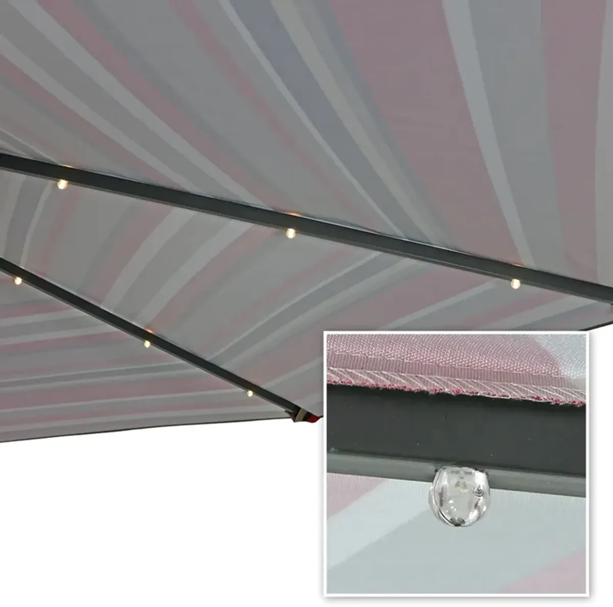 Sunnydaze 9 ft Solar Patio Umbrella with Lights, Tilt, and Crank