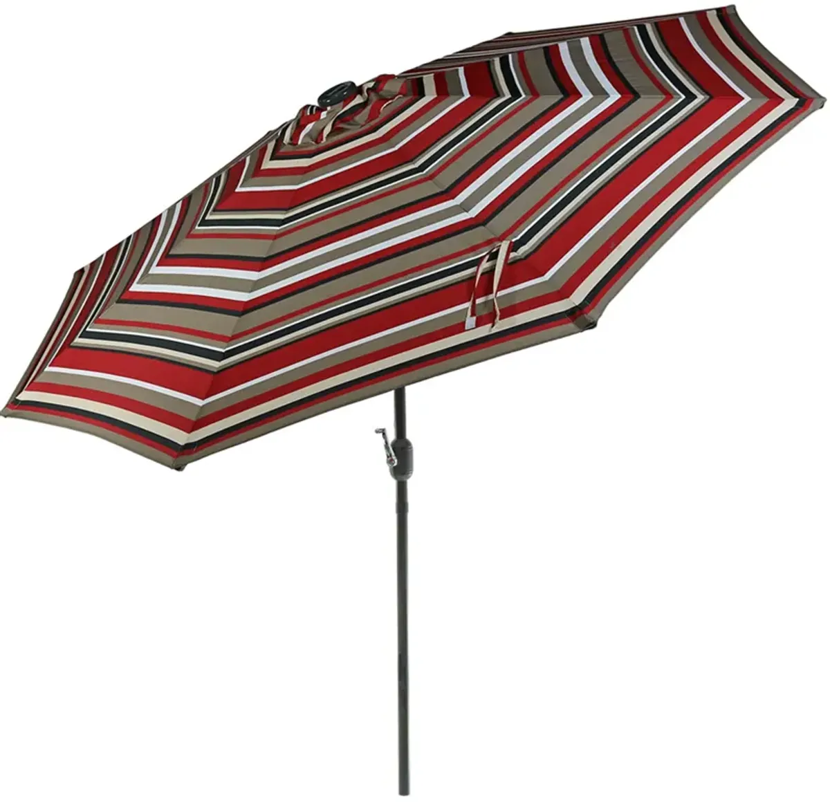 Sunnydaze 9 ft Solar Patio Umbrella with Lights, Tilt, and Crank