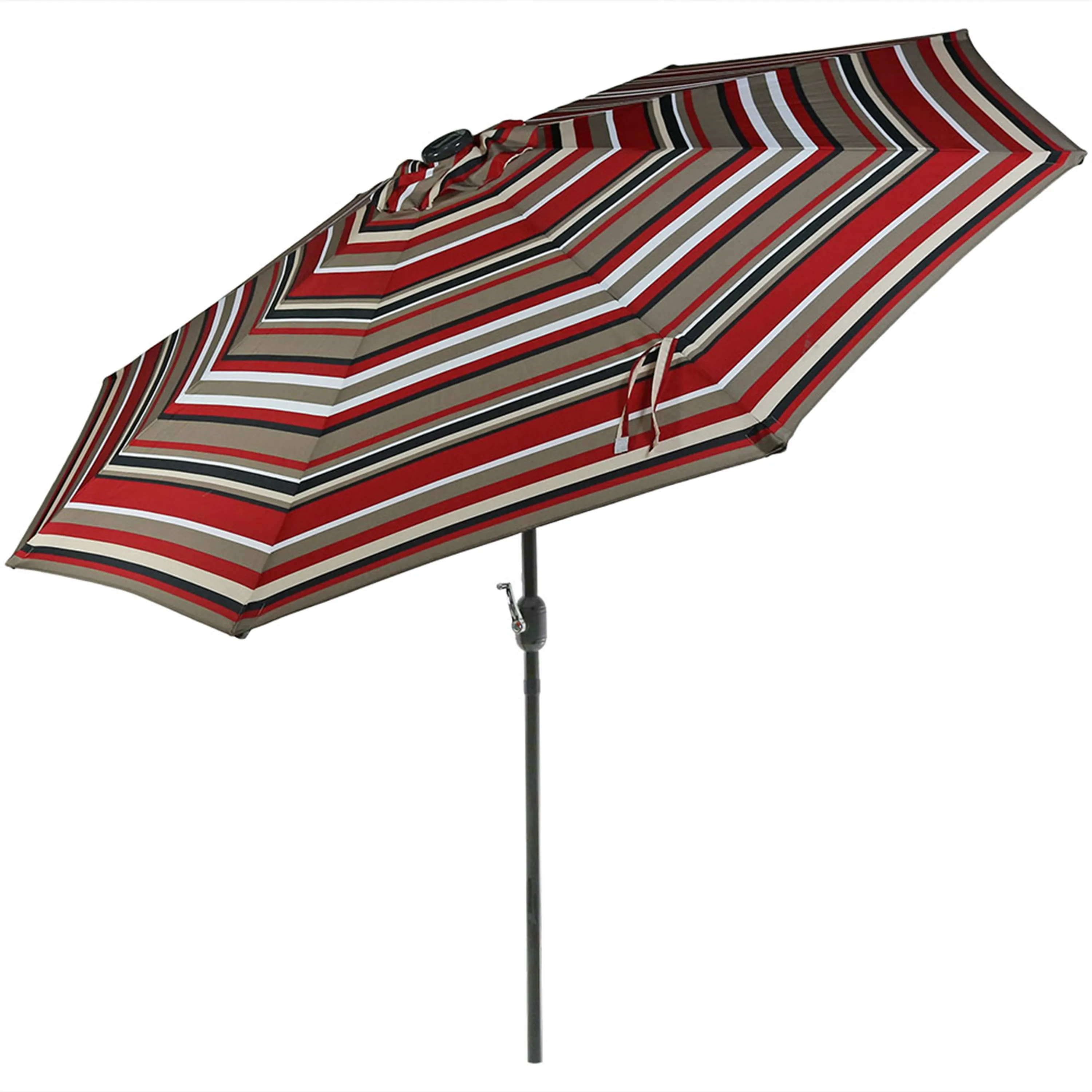 Sunnydaze 9 ft Solar Patio Umbrella with Lights, Tilt, and Crank