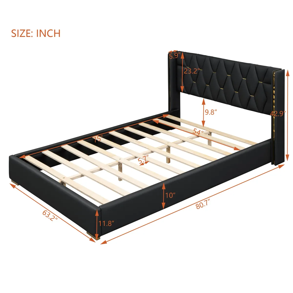 Merax Light Luxurious PU Platform Bed