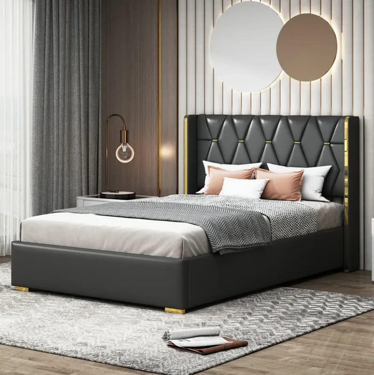 Merax Light Luxurious PU Platform Bed