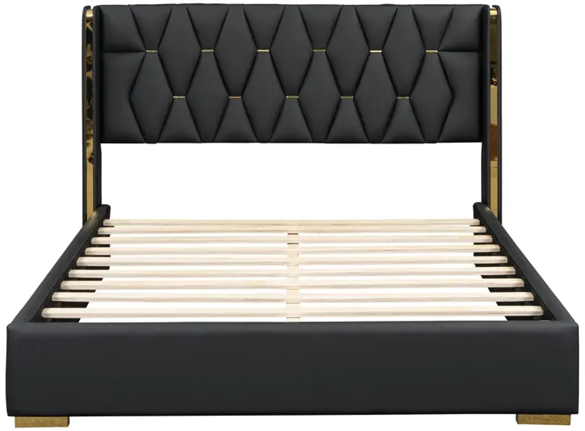 Merax Light Luxurious PU Platform Bed