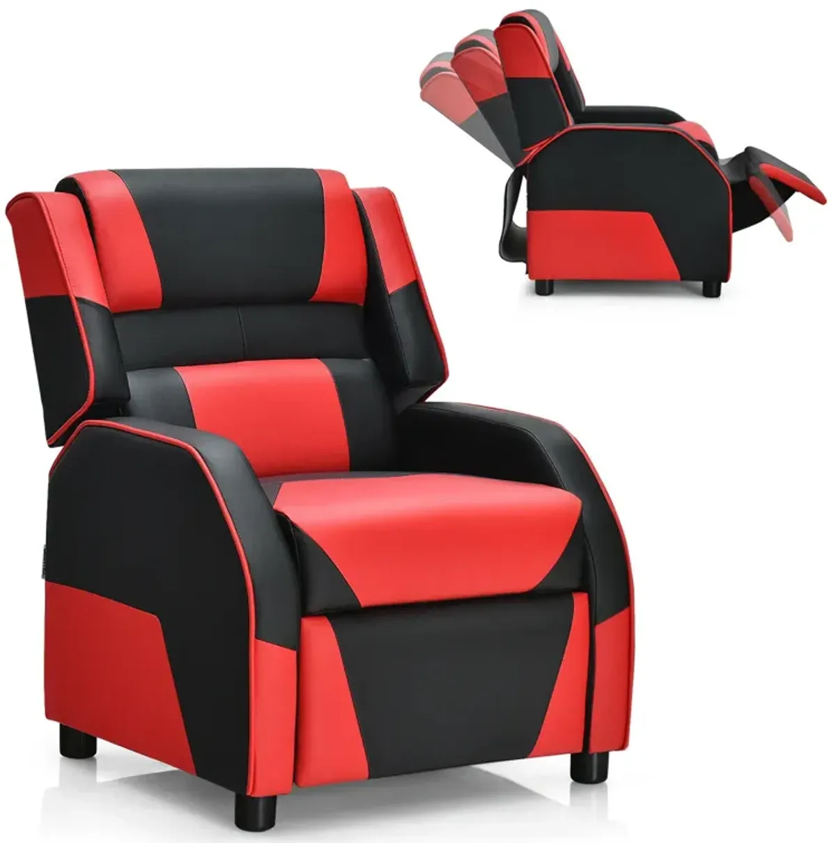 Kids Youth PU Leather Gaming Sofa Recliner with Headrest and Footrest