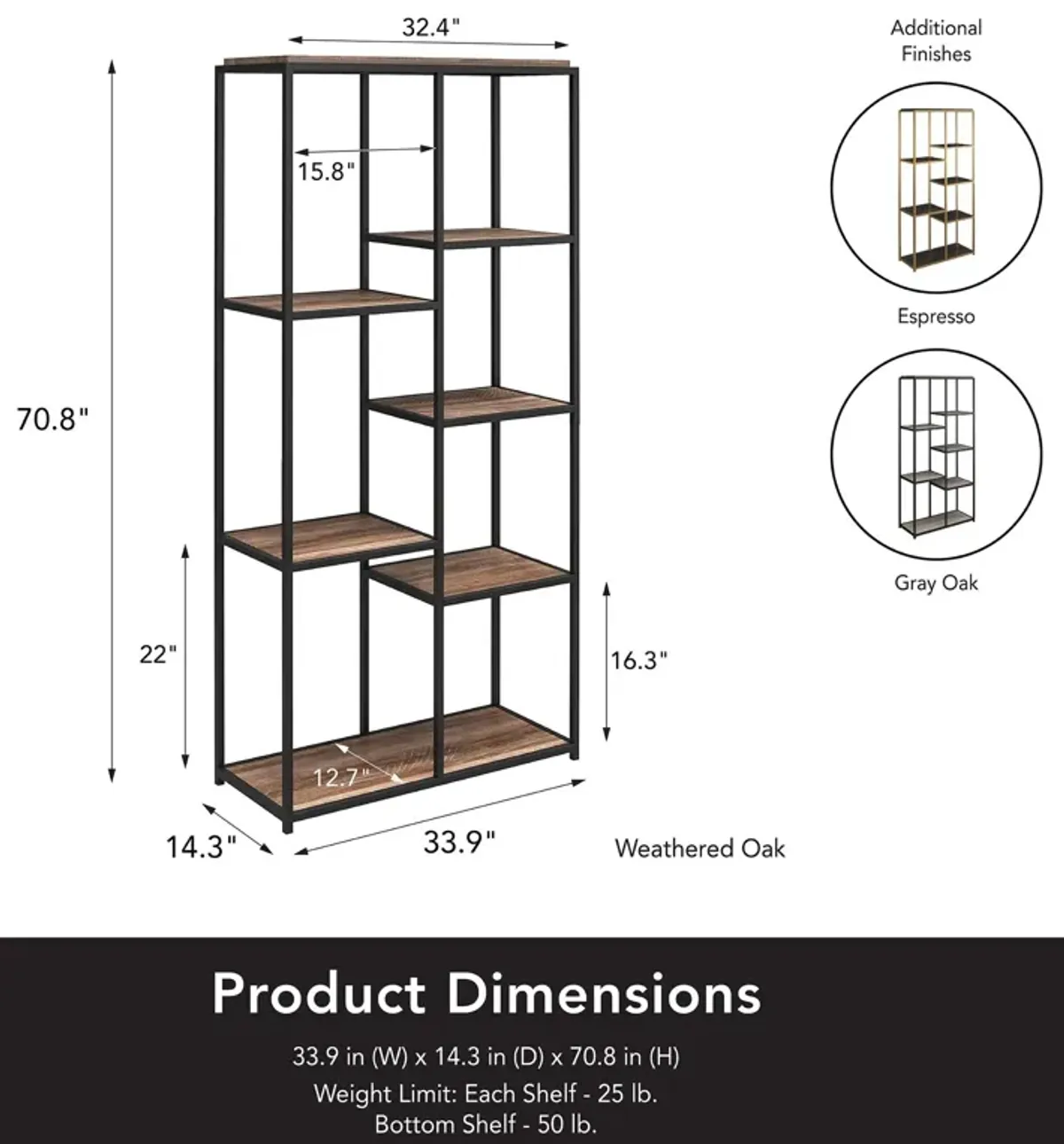 Ameriwood Home Machias 5 Shelf Bookcase