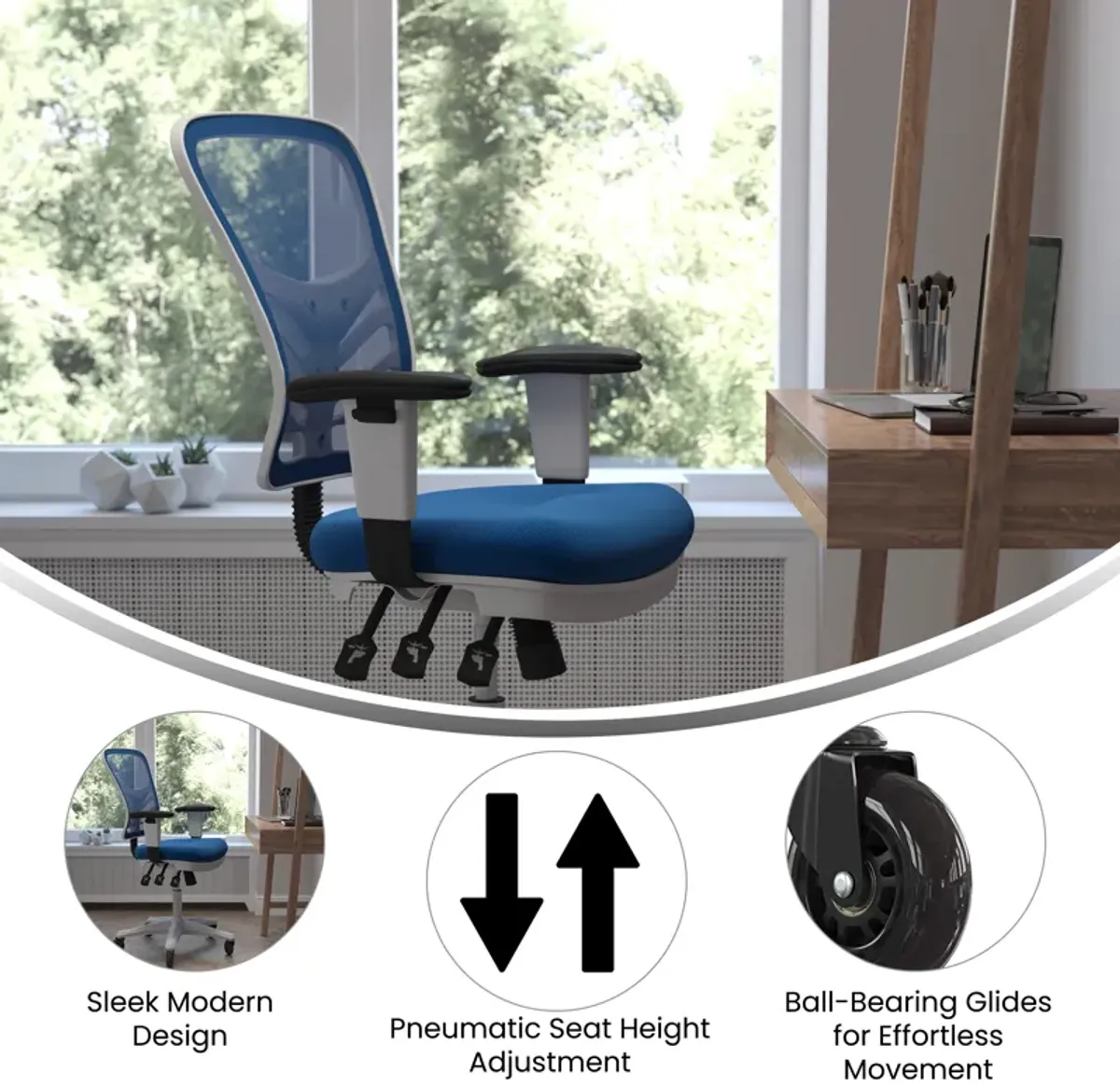 Nicholas Mid-Back   Mesh Multifunction Executive Swivel Ergonomic Office Chair with Adjustable Arms and Transparent Roller Wheels