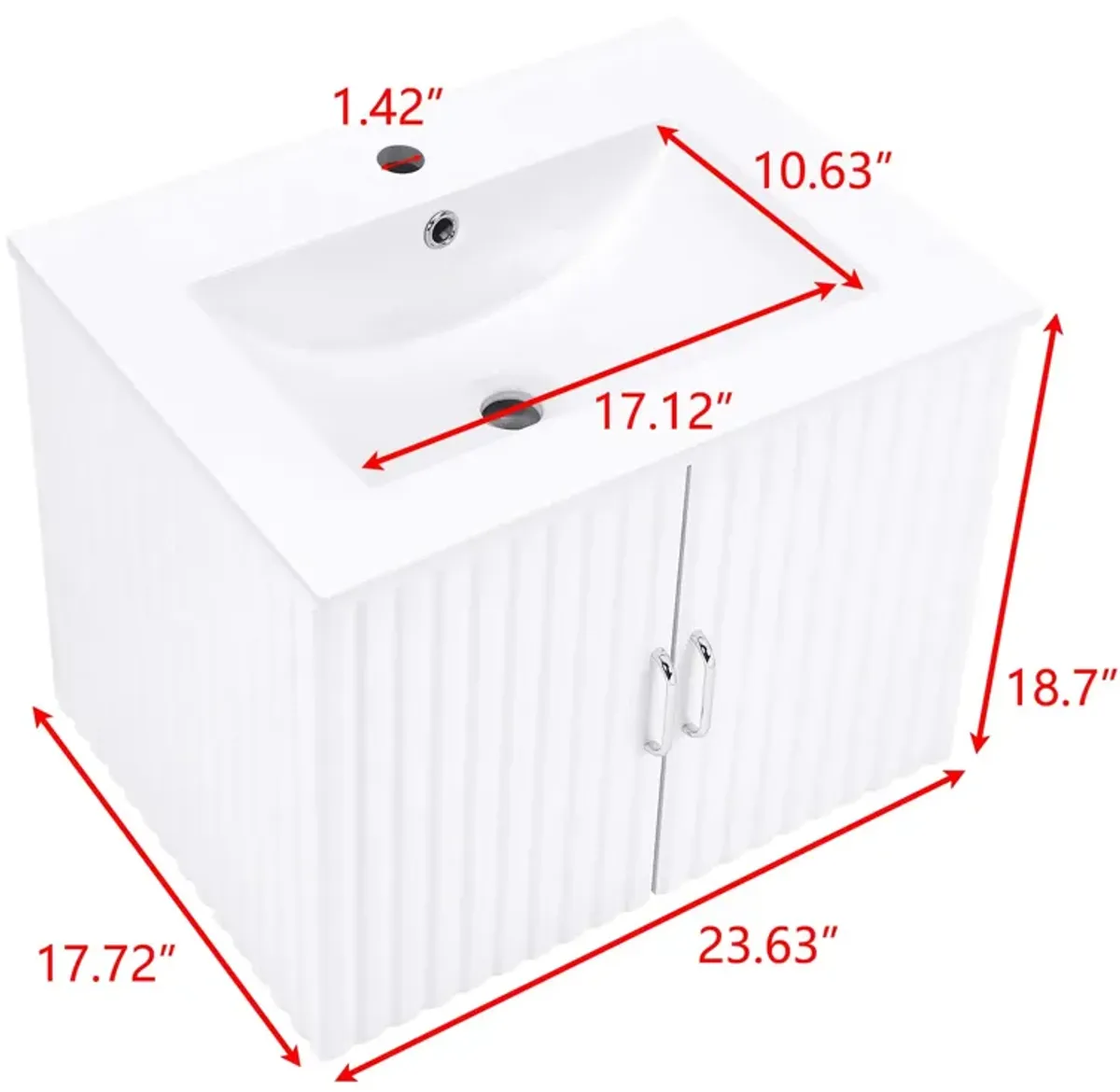 17.72 in. W x 23.62 in. D x 18.7 in. H Single Sink Bath Vanity with Pulls with White Ceramic Top