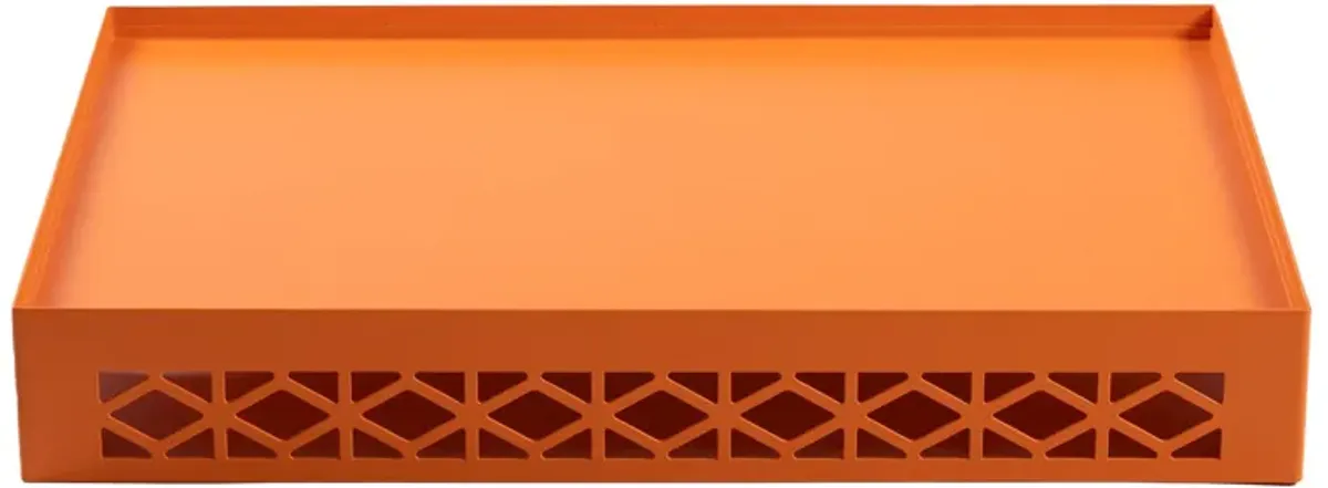 Breeze Block Metal Serving Tray + Stand Set-Orange