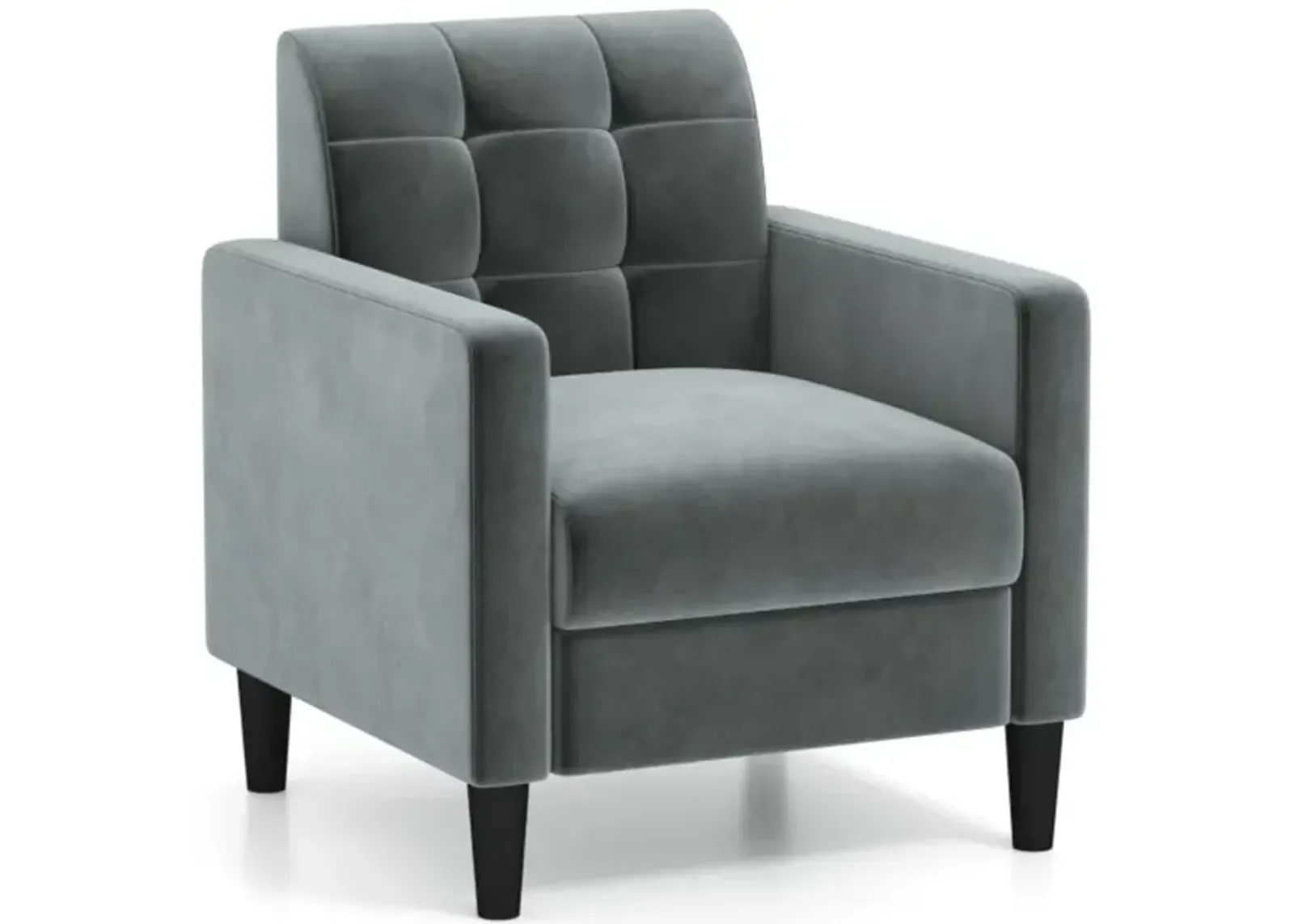 Hivvago Mid Century Modern Velvet Accent Chair with Tufted Back-Grey