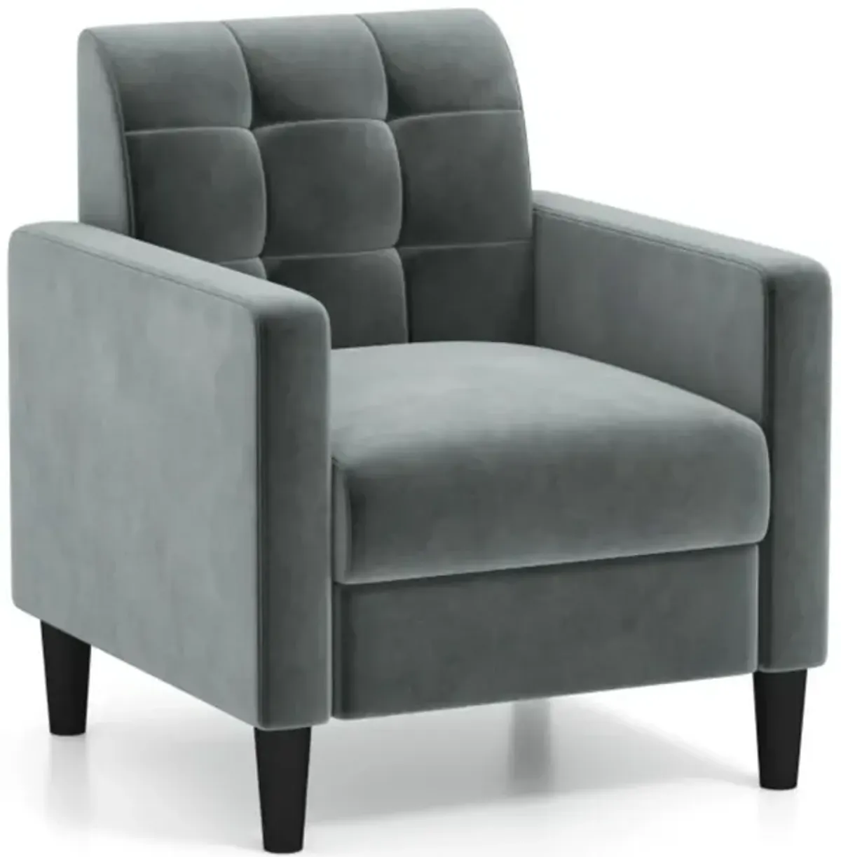 Hivvago Mid Century Modern Velvet Accent Chair with Tufted Back-Grey