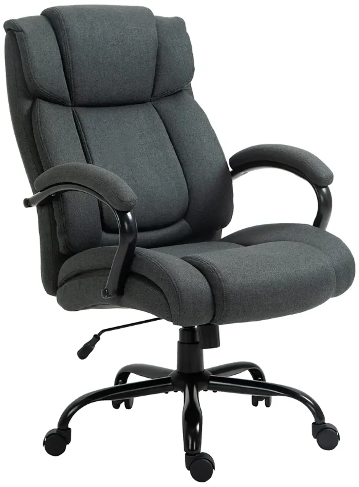 Vinsetto High Back Big and Tall Executive Office Chair 484lbs with Wide Seat, Computer Desk Chair with Linen Fabric, Adjustable Height, Swivel Wheels, Charcoal Grey