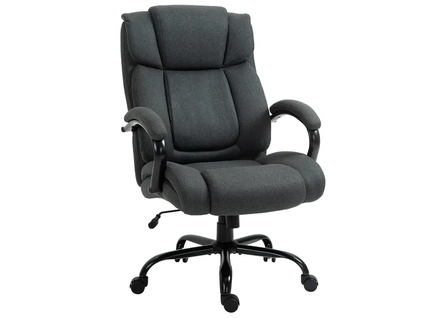 Vinsetto High Back Big and Tall Executive Office Chair 484lbs with Wide Seat, Computer Desk Chair with Linen Fabric, Adjustable Height, Swivel Wheels, Charcoal Grey