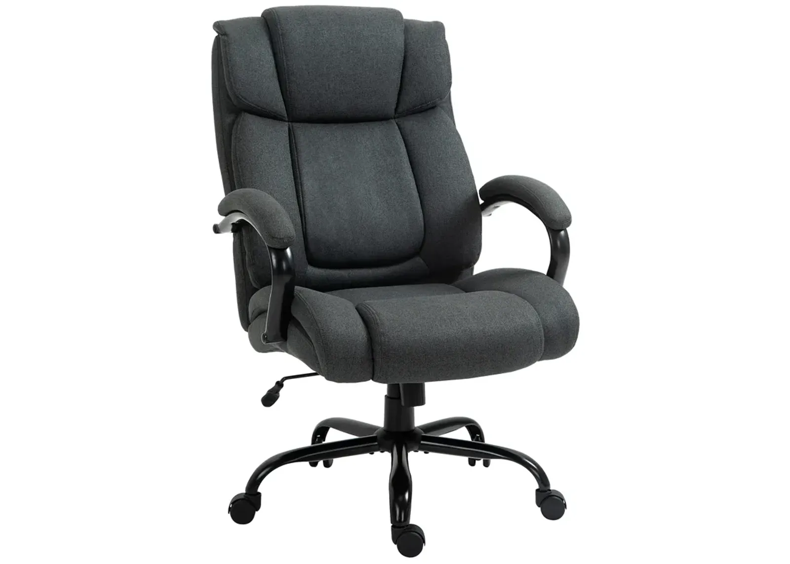 Vinsetto High Back Big and Tall Executive Office Chair 484lbs with Wide Seat, Computer Desk Chair with Linen Fabric, Adjustable Height, Swivel Wheels, Charcoal Grey