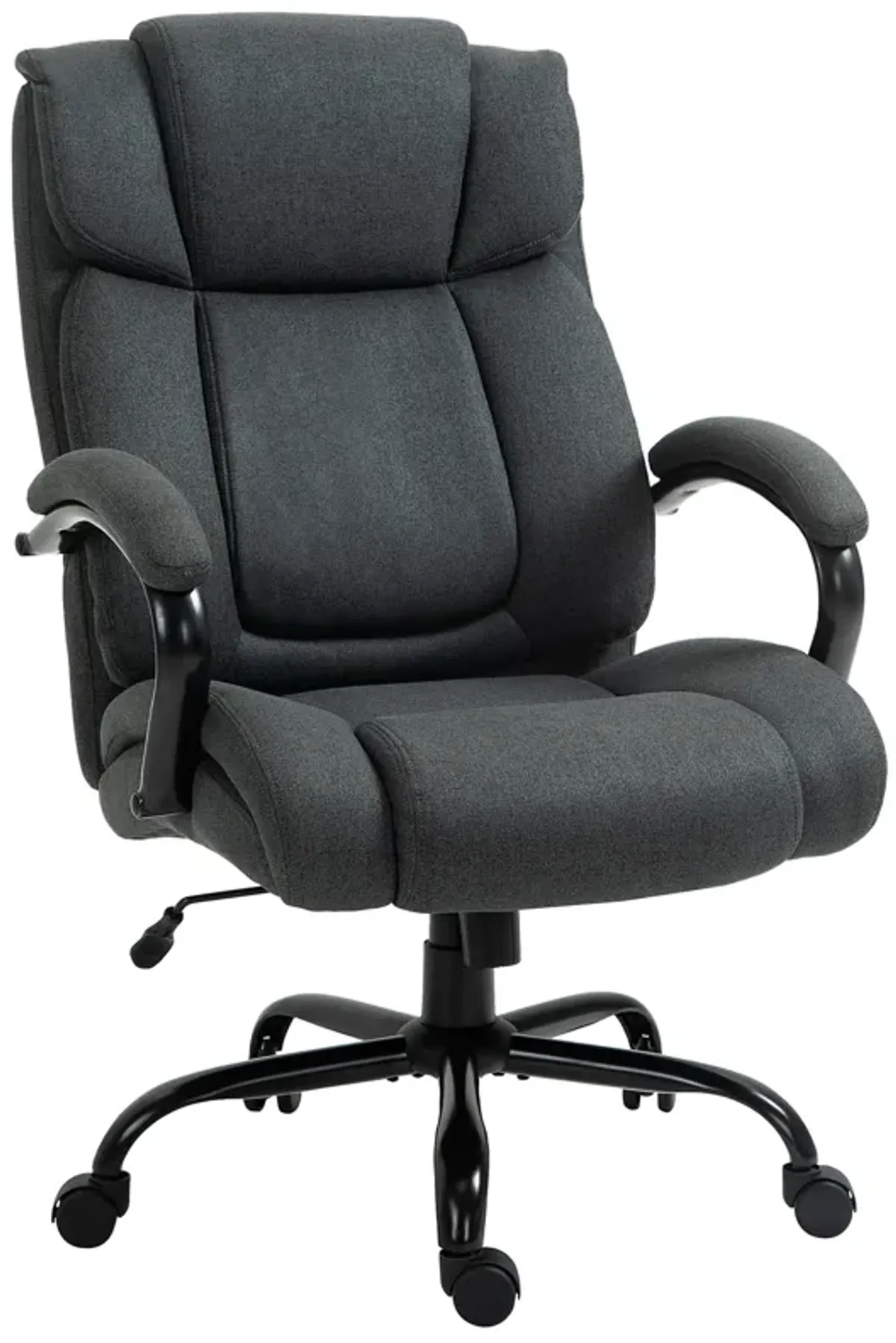 Vinsetto High Back Big and Tall Executive Office Chair 484lbs with Wide Seat, Computer Desk Chair with Linen Fabric, Adjustable Height, Swivel Wheels, Charcoal Grey