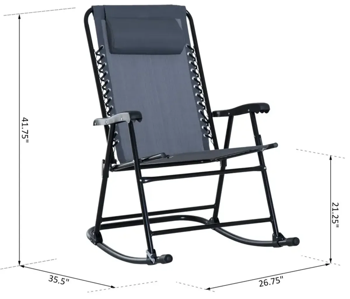 Relaxing Duo: 2-Piece Grey Folding Ergonomic Patio Rocking Chairs