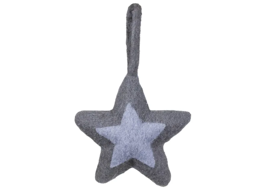 6.25" Shades of Gray Felt Star Christmas Ornament