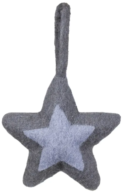 6.25" Shades of Gray Felt Star Christmas Ornament