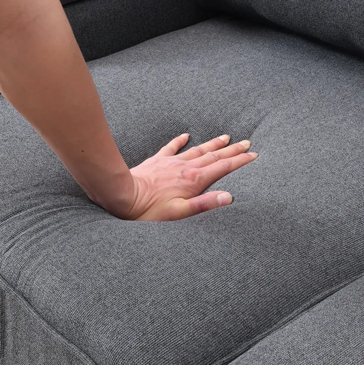 Sofa With Armrest Pockets And 4 Pillows, Minimalist Style