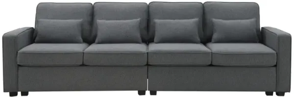 Sofa With Armrest Pockets And 4 Pillows, Minimalist Style