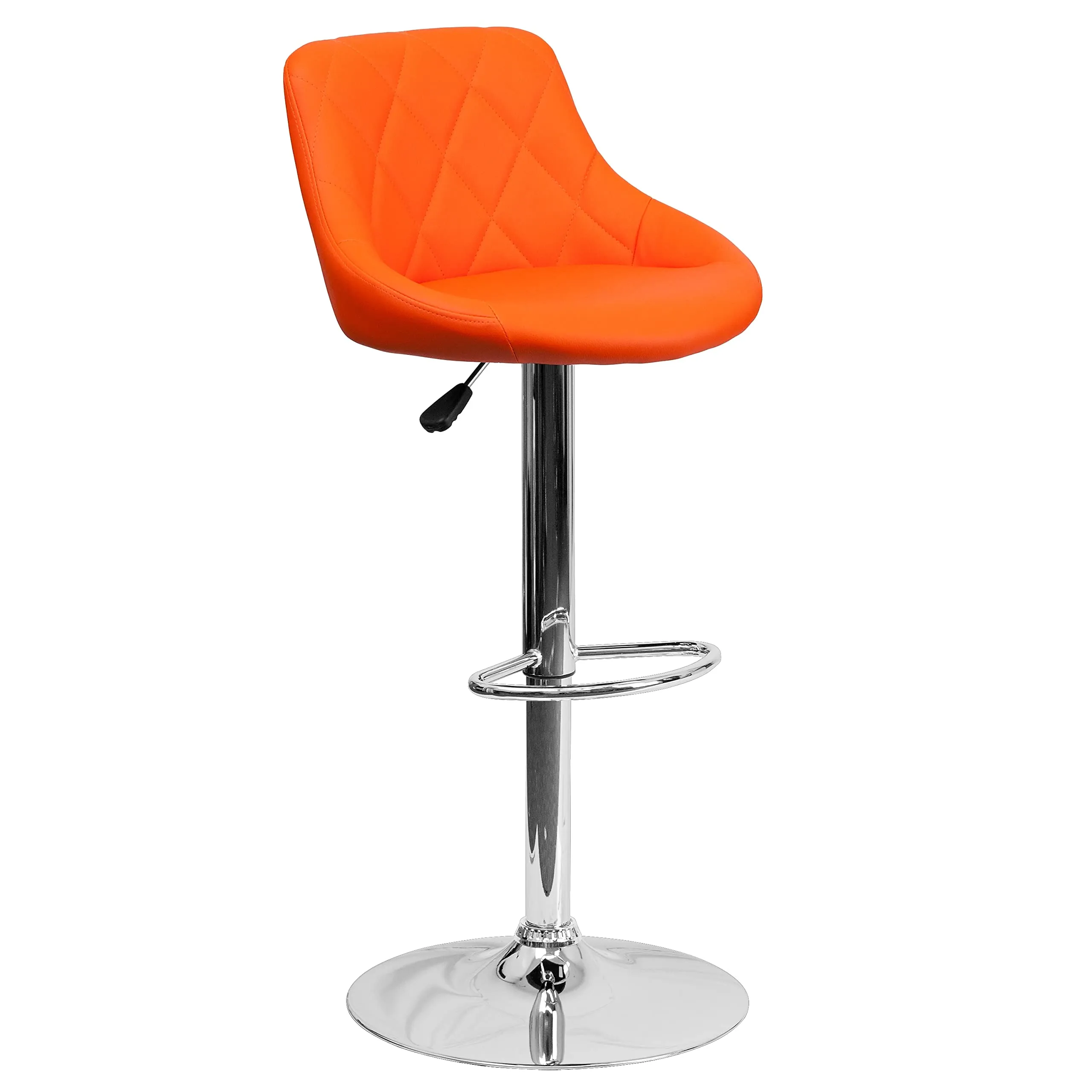 Flash Furniture Vinyl Adjustable Height Barstool, 1 Pack, Orange