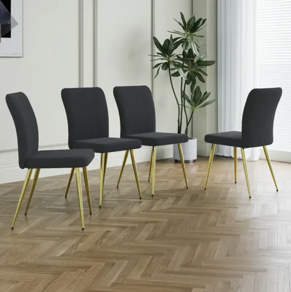 Streamdale Black Teddy Wool Dining Chairs with Goldplated Legs (Set of 4)