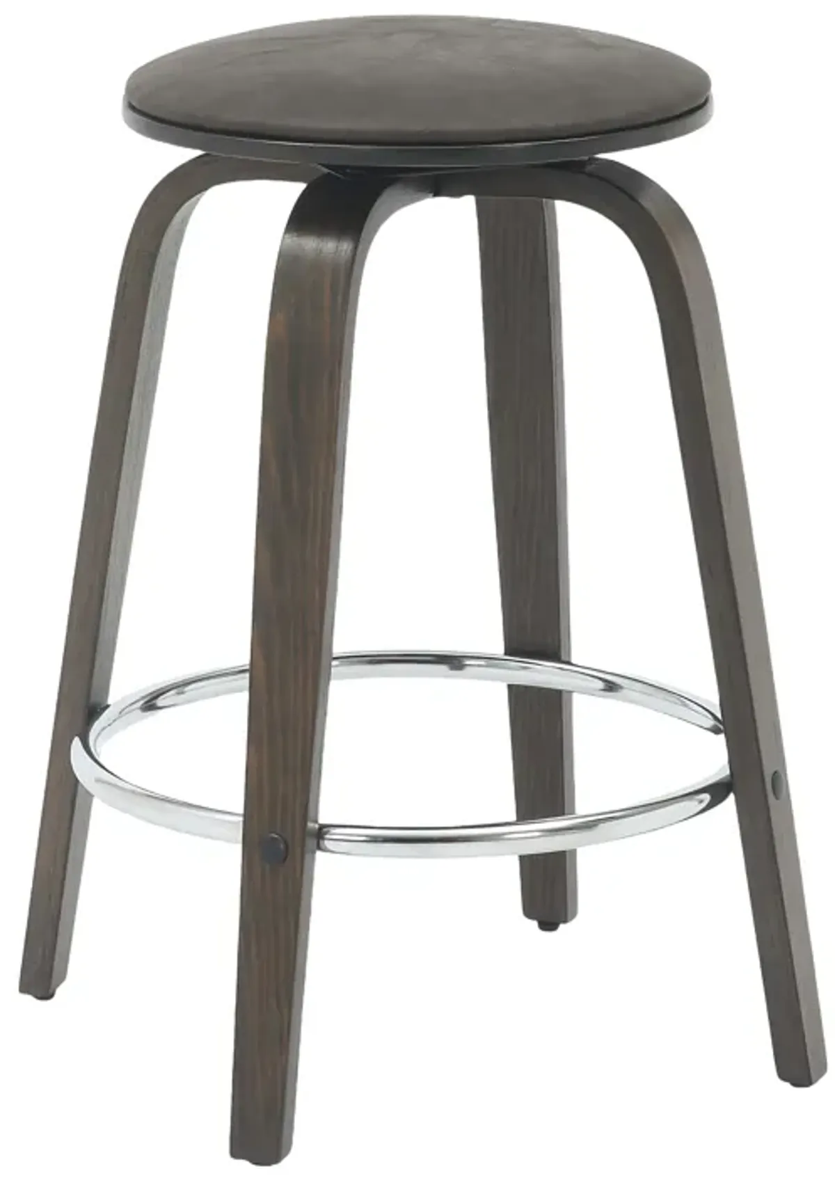 LeisureMod Pelya Modern Swivel Counter Stool Upholstered in Leather in Taupe