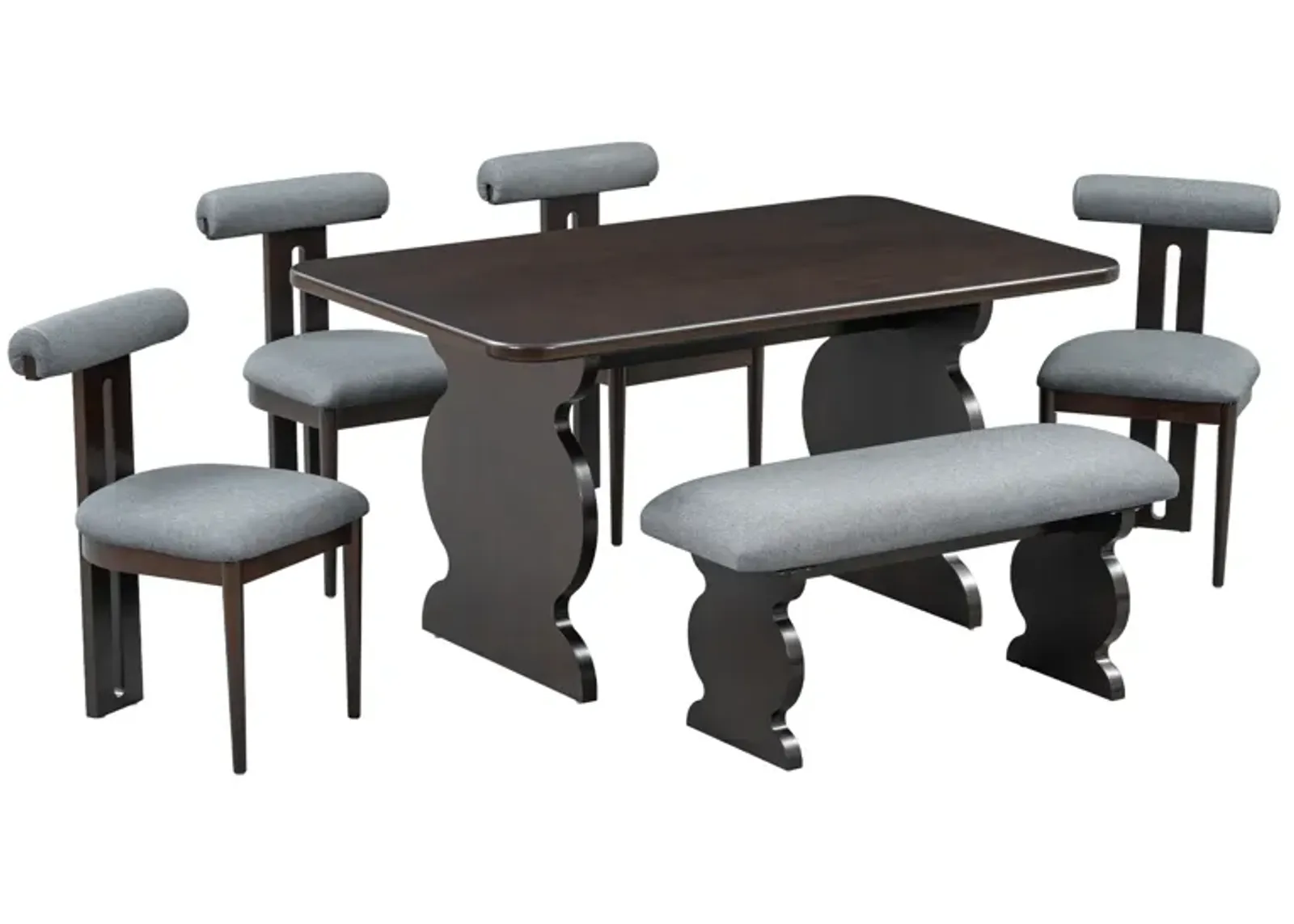 Merax 6-Piece Mid-Century Modern Dining Set