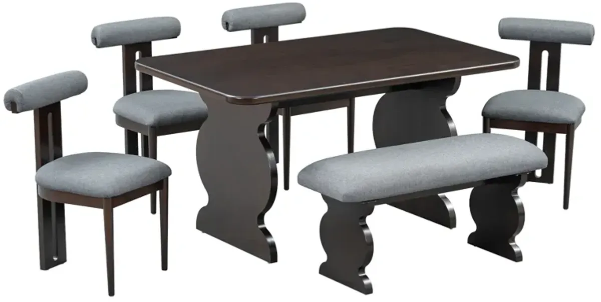 Merax 6-Piece Mid-Century Modern Dining Set