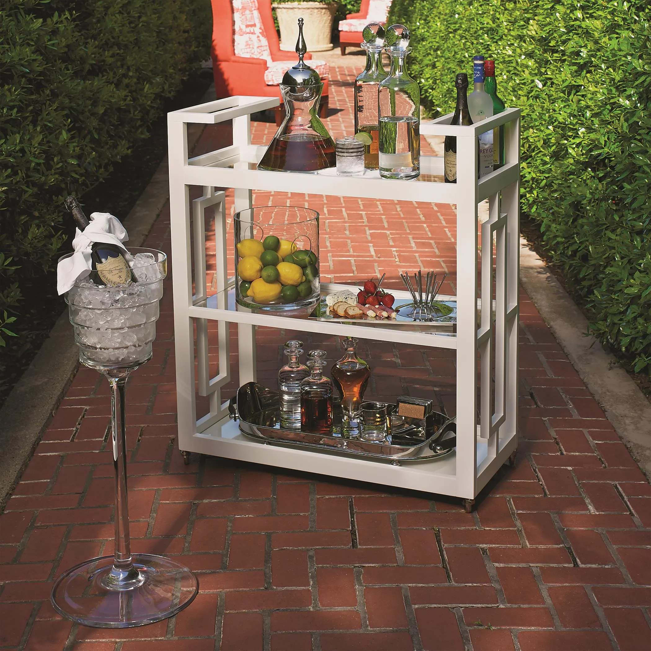 Grid Block Bar Cart-White