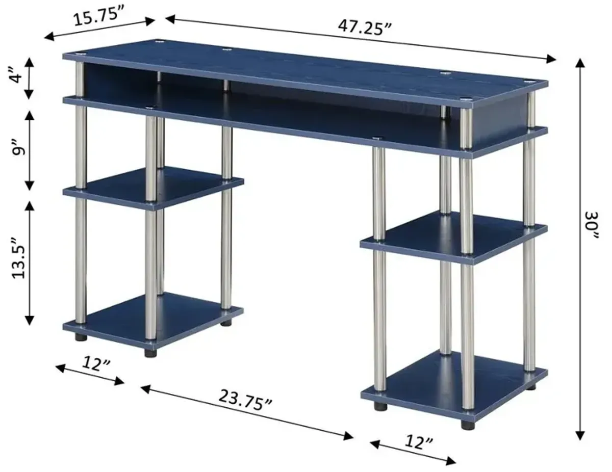 Convenience Concepts Designs2Go No Tools Student Desk, Cobalt Blue