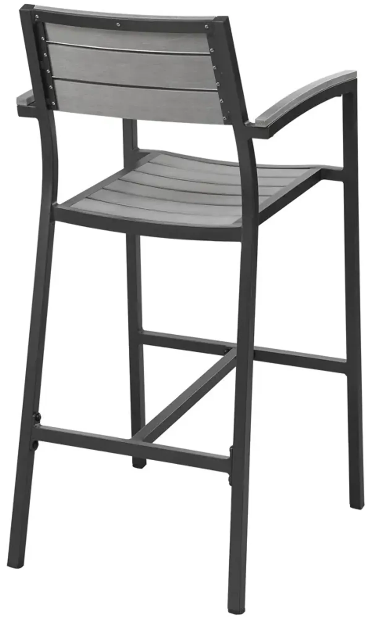 Modway Maine Aluminum Outdoor Patio Bar Stool in Brown Gray