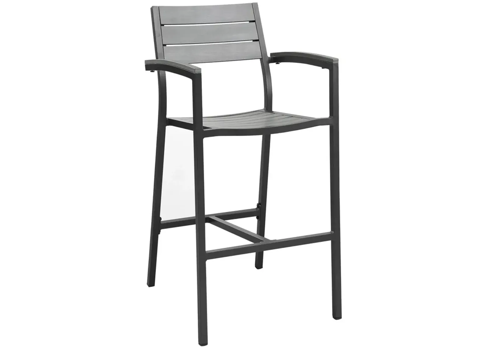 Modway Maine Aluminum Outdoor Patio Bar Stool in Brown Gray