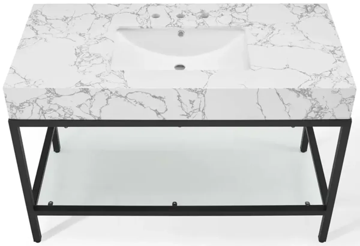 Kingsley 50" Black Stainless Steel Bathroom Vanity