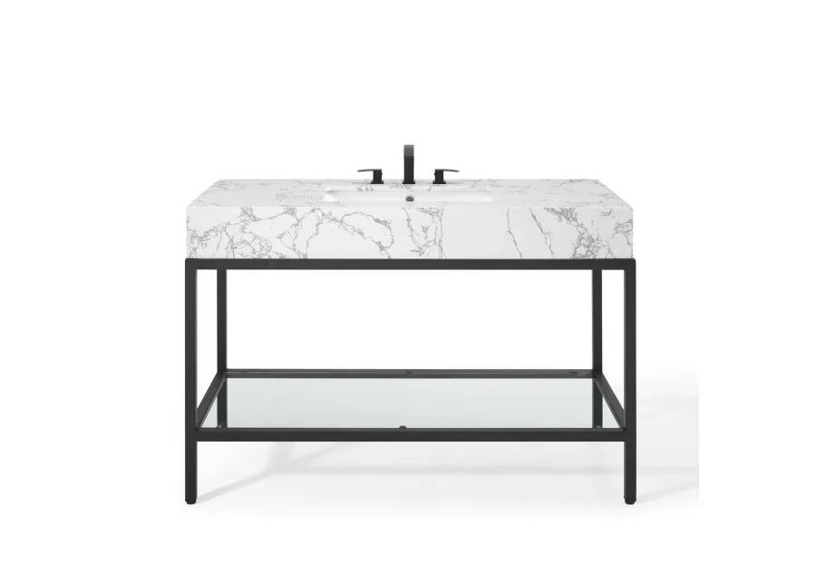 Kingsley 50" Black Stainless Steel Bathroom Vanity