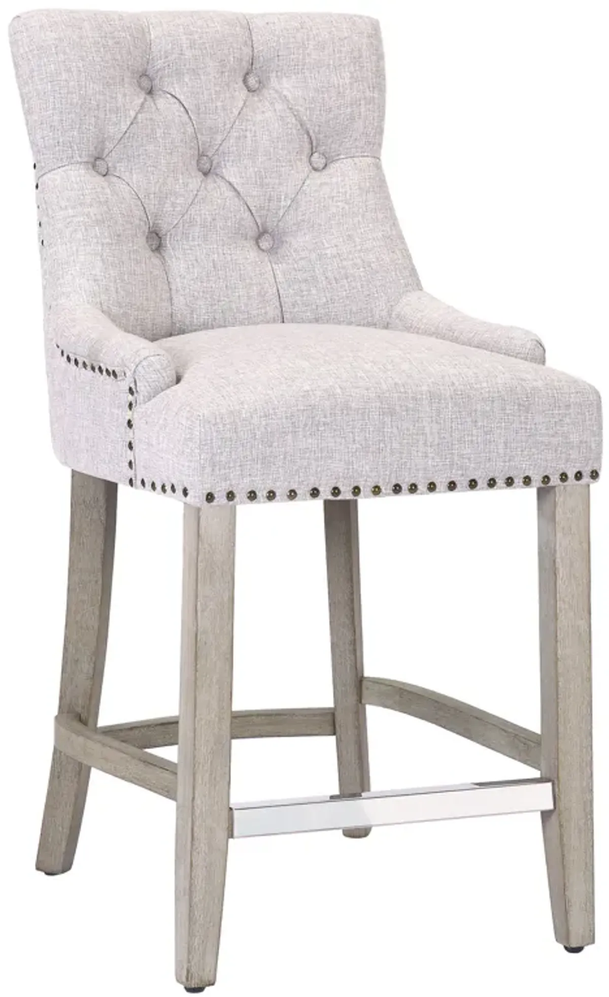 WestinTrends 24" Linen Fabric Tufted Upholstered Counter Stool