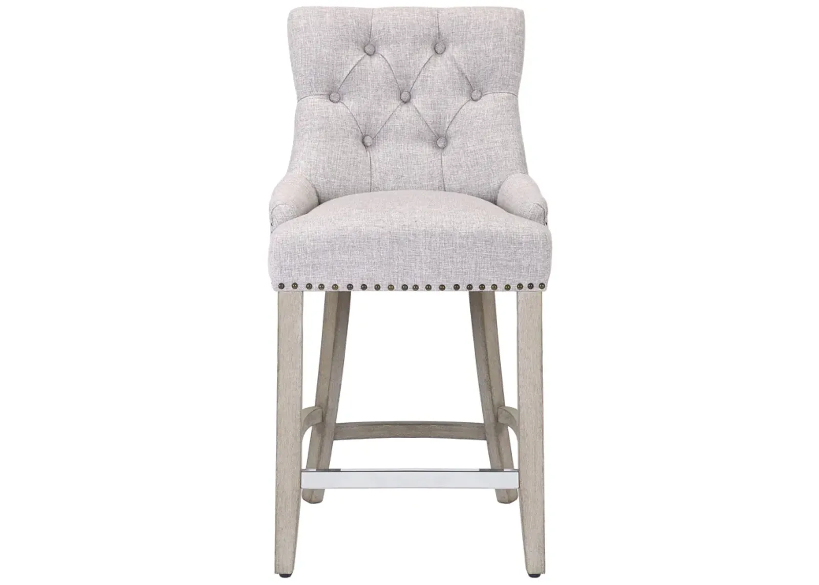 WestinTrends 24" Linen Fabric Tufted Upholstered Counter Stool