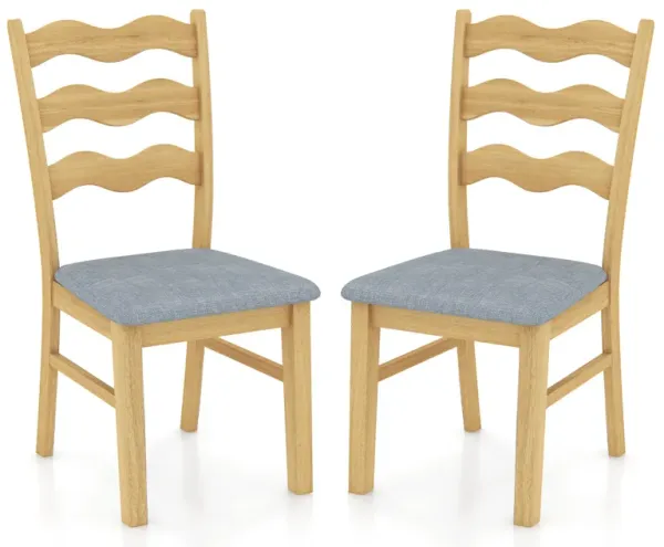 Dining Chair Set of 2 Linen Fabric Upholstered Kitchen Chairs with Padded Seat-Natural
