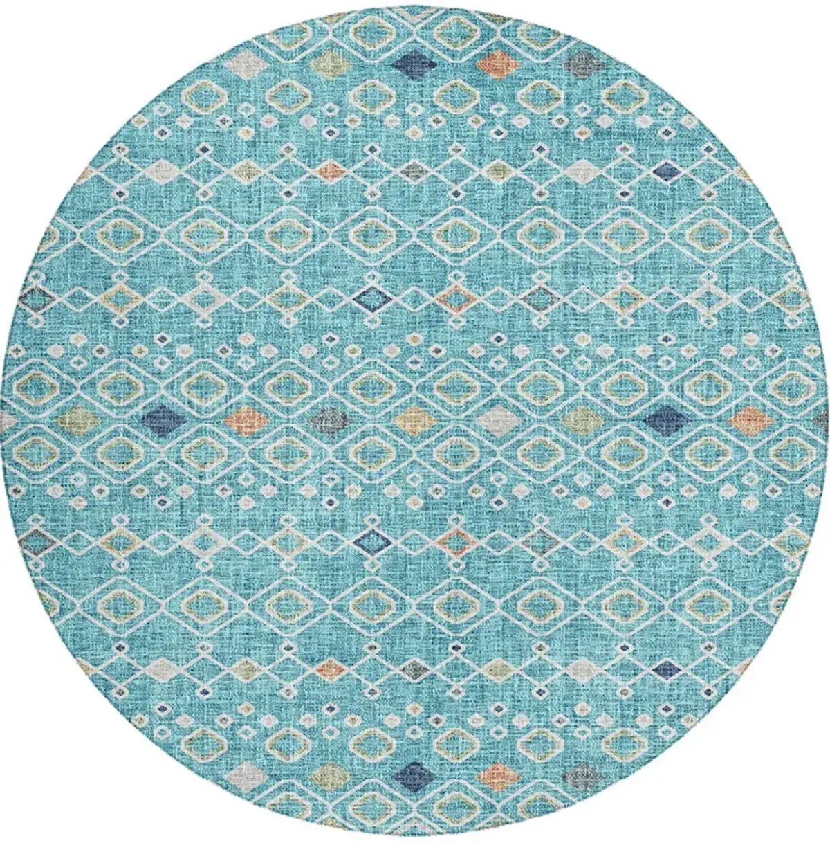Portico PO4 Teal 8' Round Rug