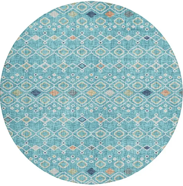 Portico PO4 Teal 8' Round Rug