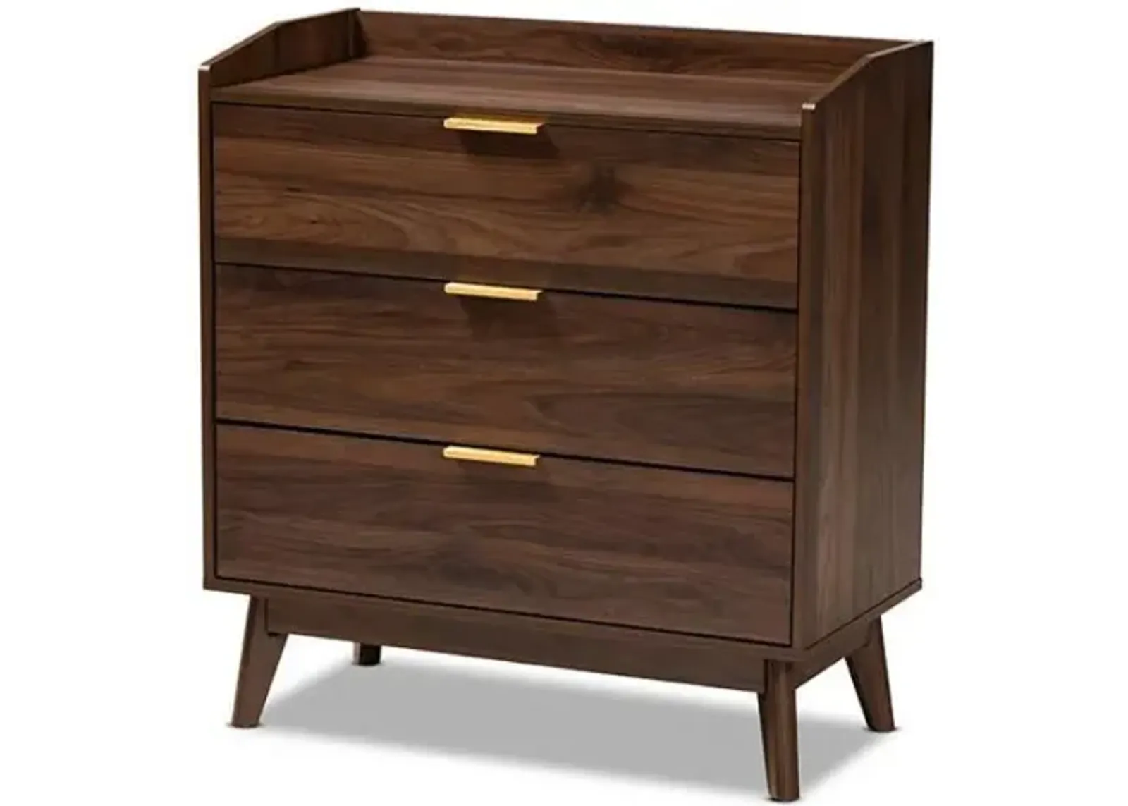 Baxton Studio Lena Mid-Century Modern Walnut Brown Finished 3-Drawer Wood Chest