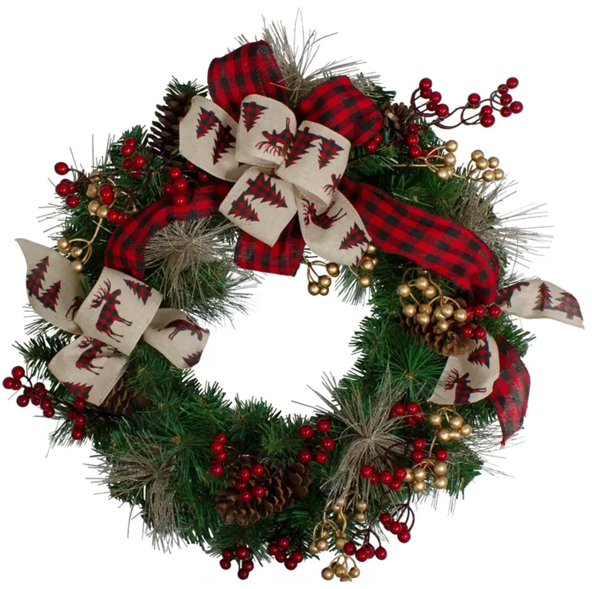 Bows and Berries Artificial Christmas Wreaths - 24-Inch  Unlit