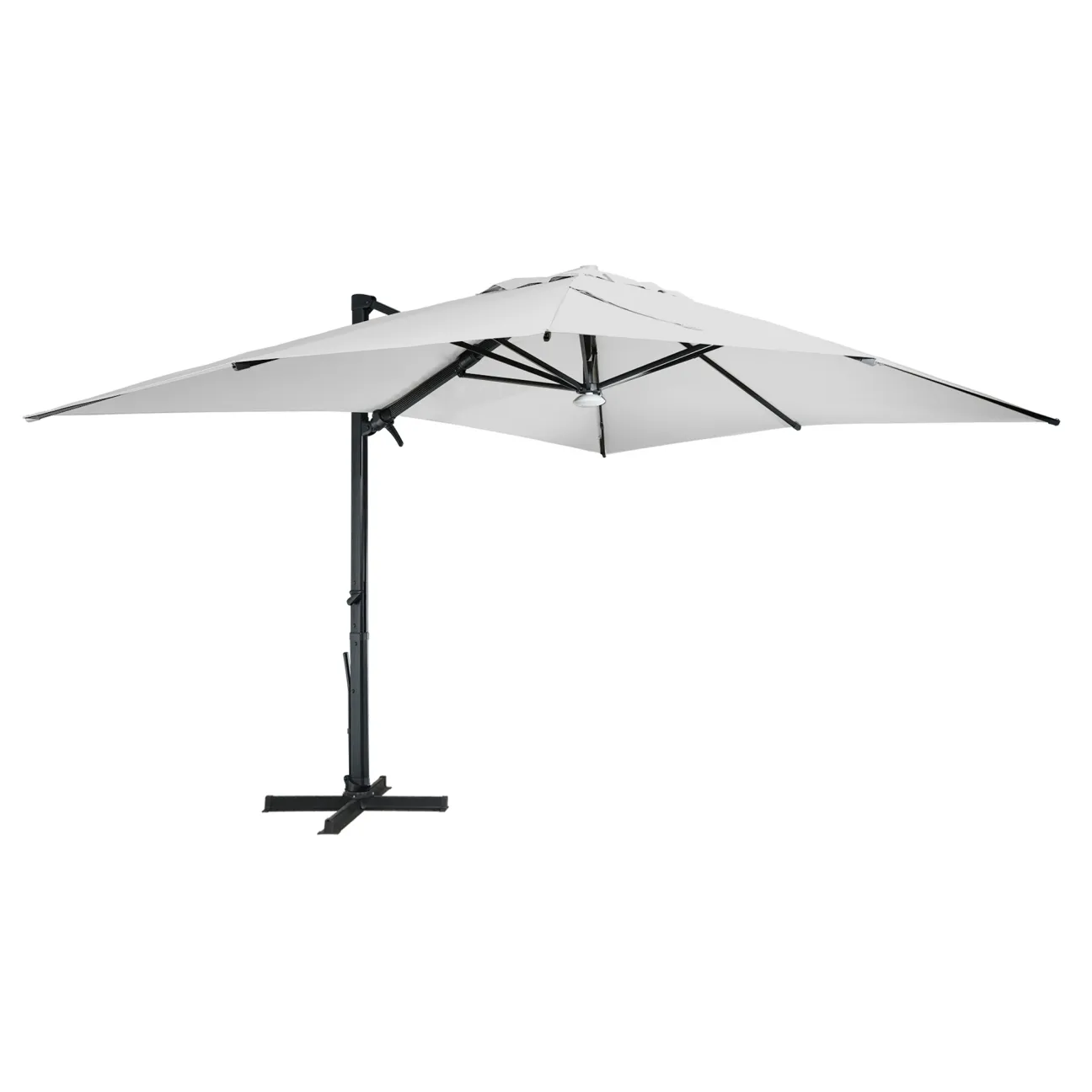 MONDAWE 13ft Square Solar LED Cantilever Patio Umbrella with Bluetooth Light for Outdoor Shade