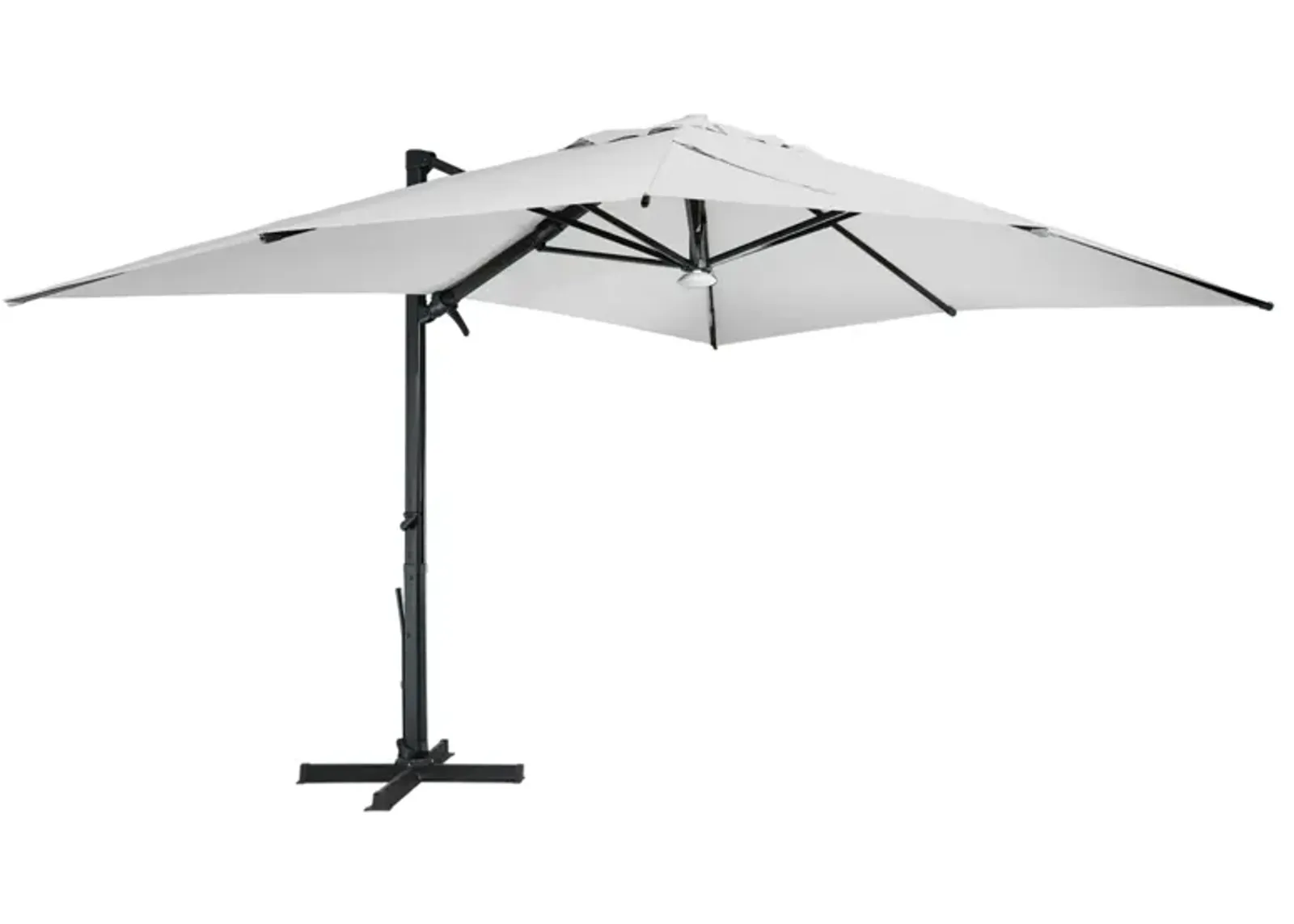 MONDAWE 13ft Square Solar LED Cantilever Patio Umbrella with Bluetooth Light for Outdoor Shade