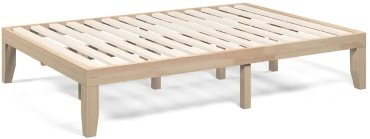 14 Inch Full Size Wood Platform Bed Frame with Wood Slat Support