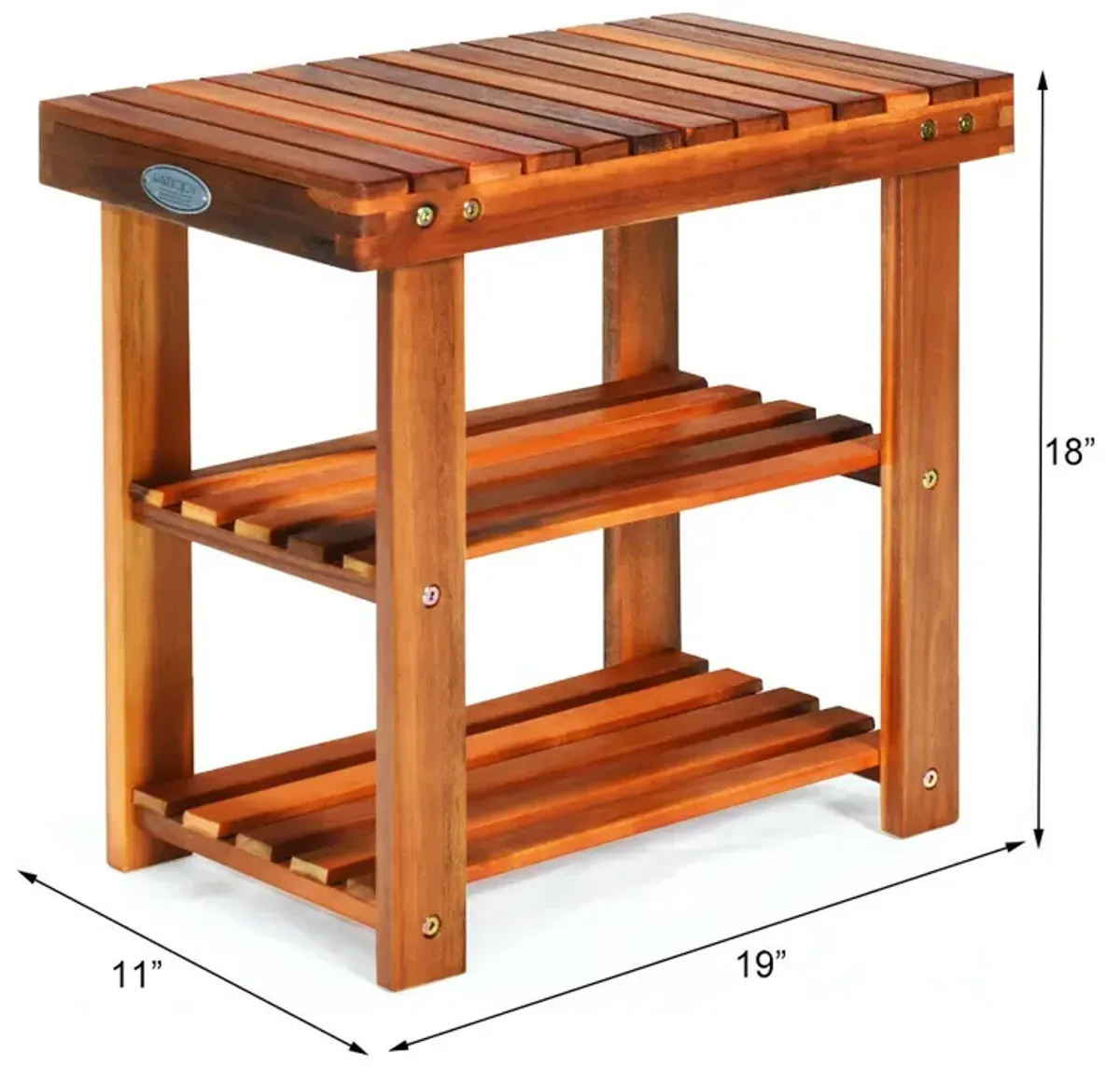 3-Tier Wood Shoe Rack 19' Shoe Bench Boots Organizer